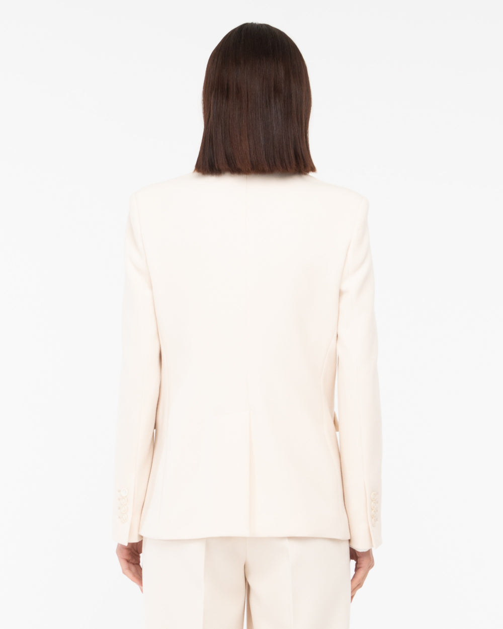 white stretch viscose poly double breasted blazer