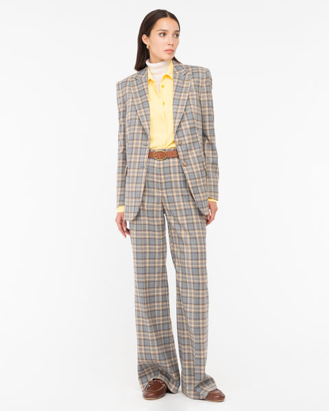 gray poly stretch macro square blazer