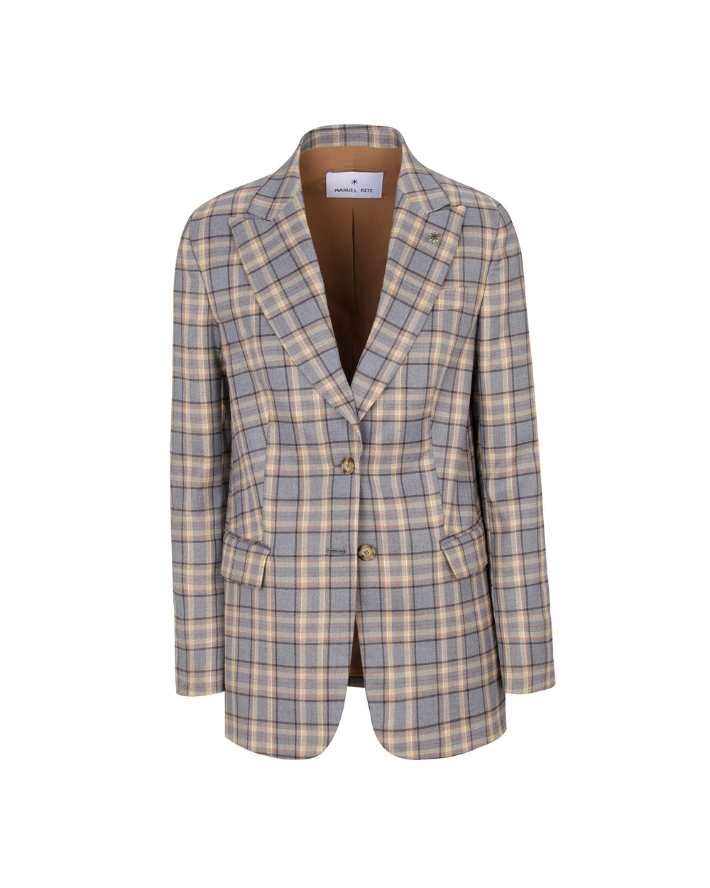 gray poly stretch macro square blazer