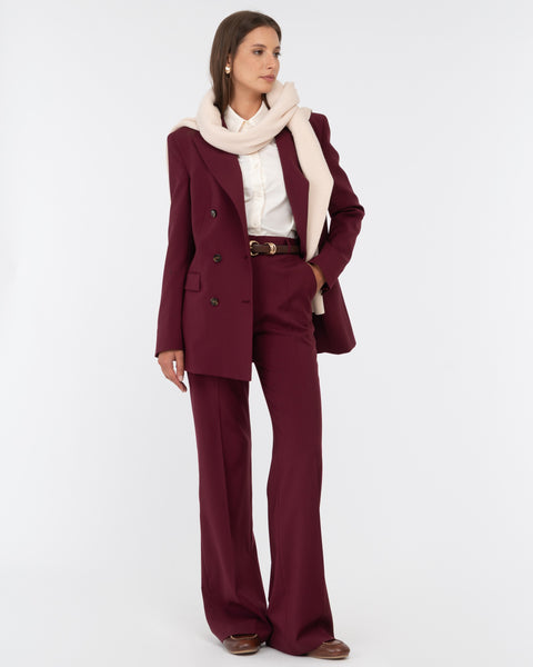 red wool double breasted blazer