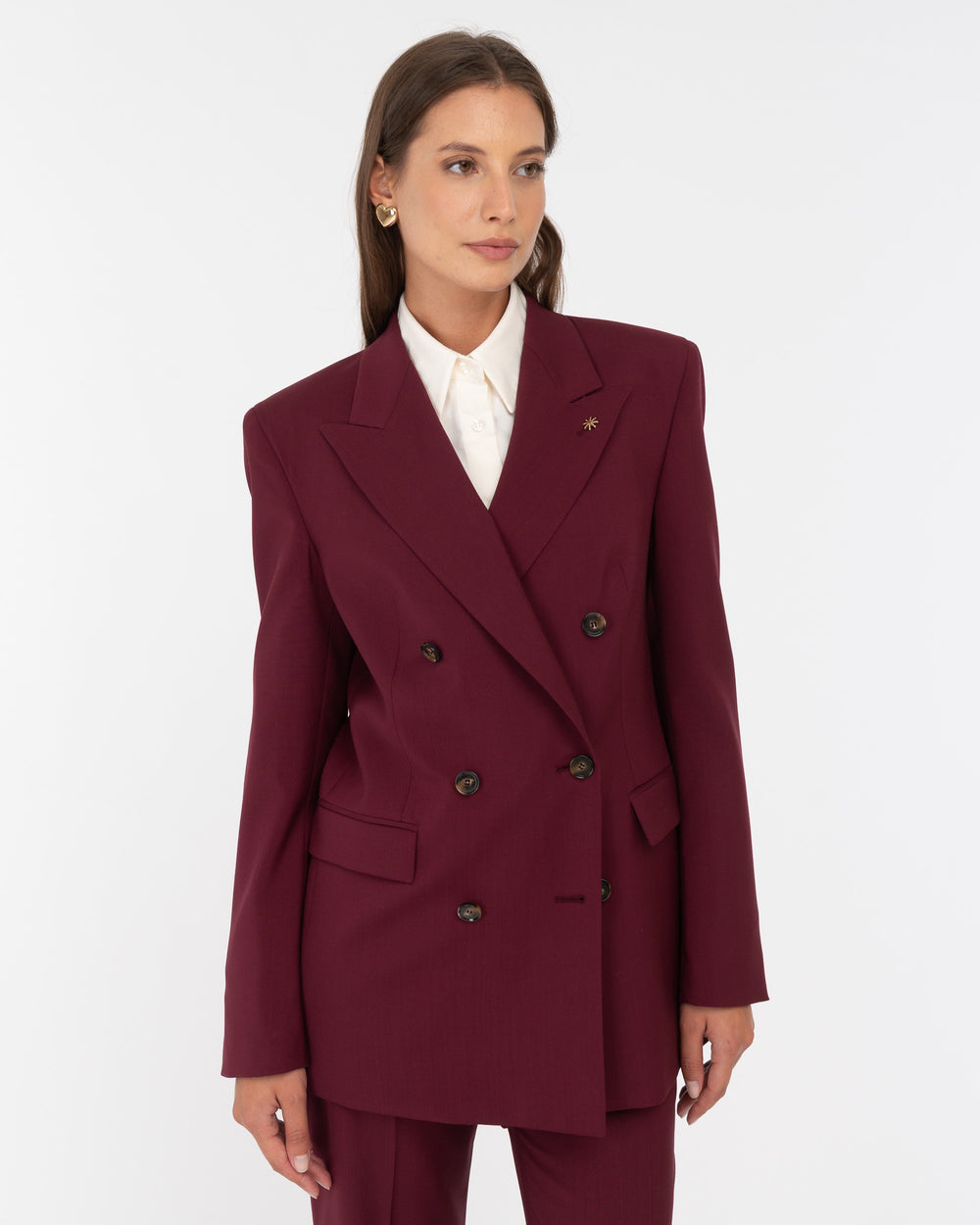 red wool double breasted blazer