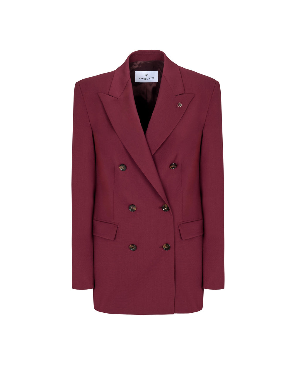 red wool double breasted blazer