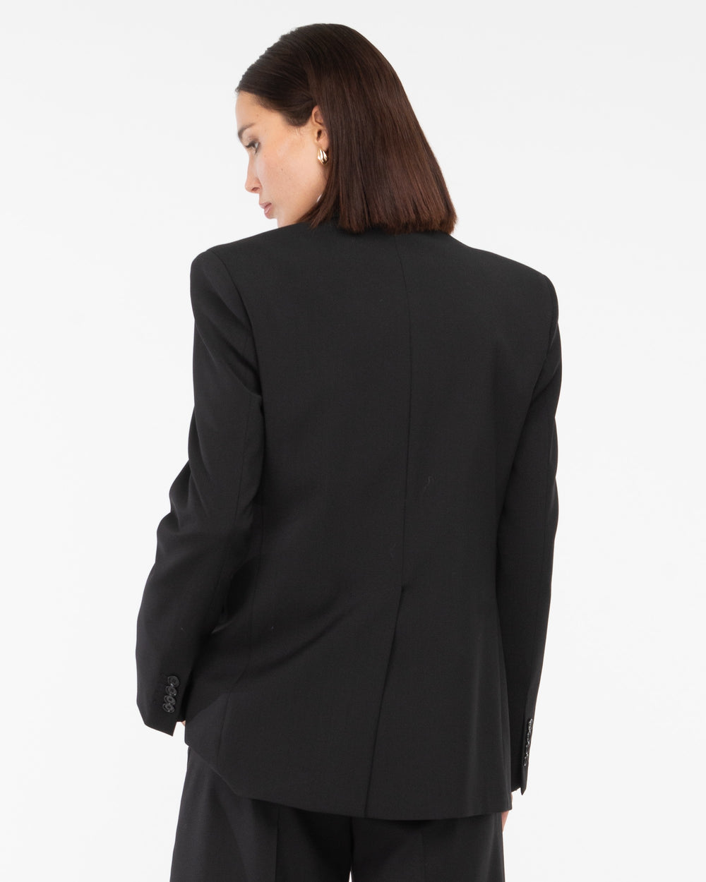 black wool double breasted blazer