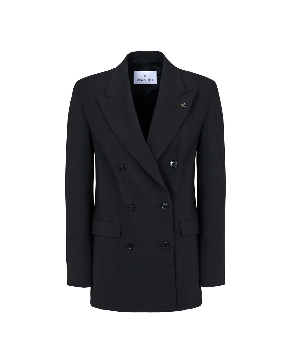 black wool double breasted blazer