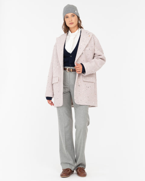beige bouclè cloth jacket with sequins