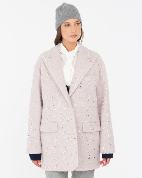 beige bouclè cloth jacket with sequins