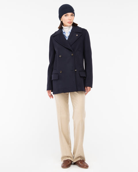blue wool blend cloth peacoat