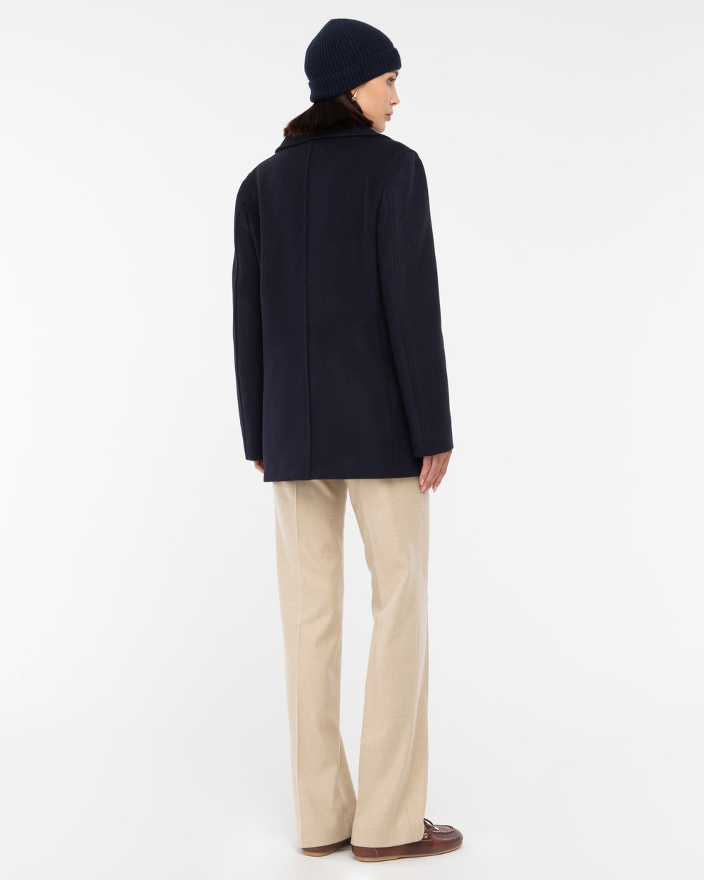 blue wool blend cloth peacoat