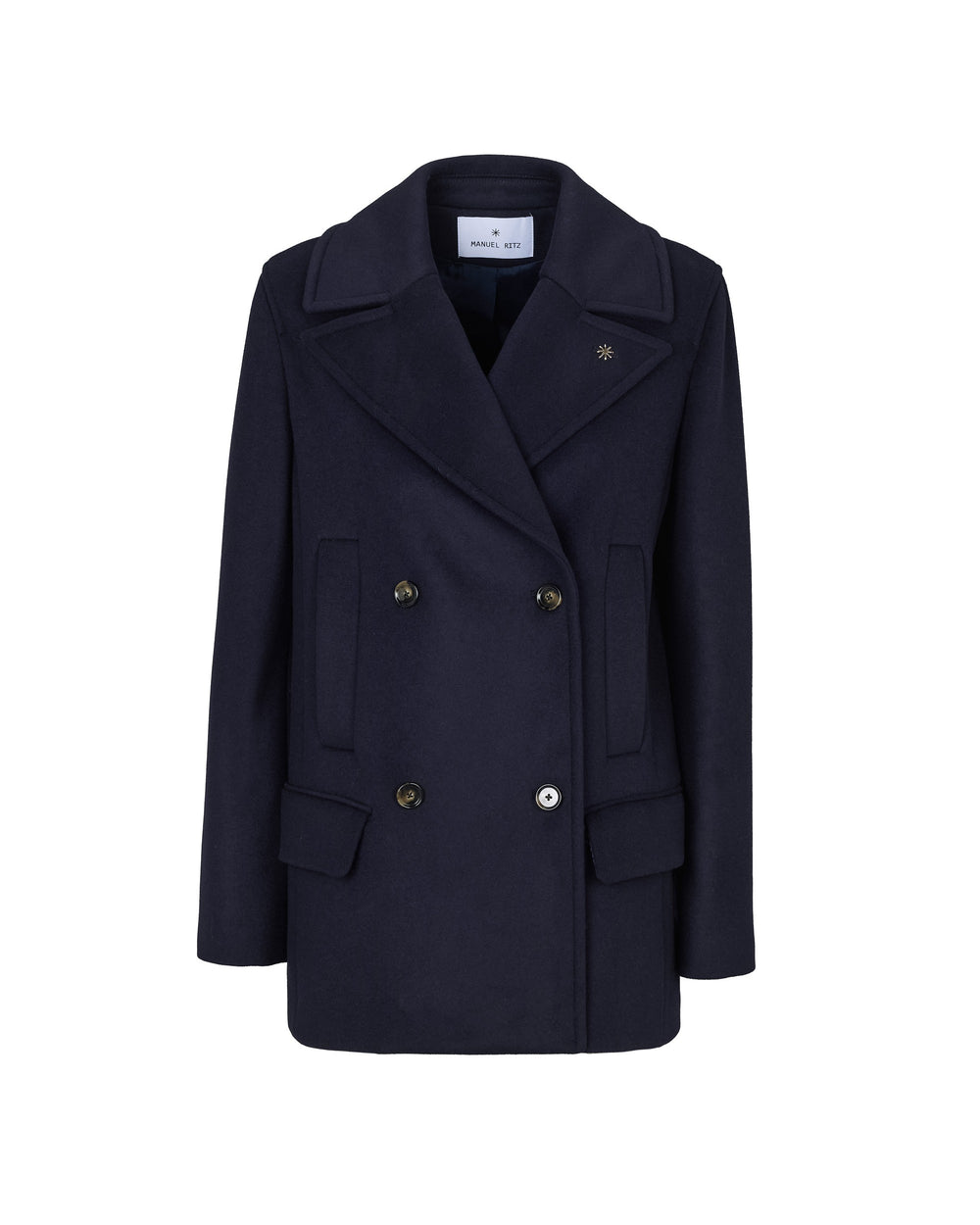 blue wool blend cloth peacoat