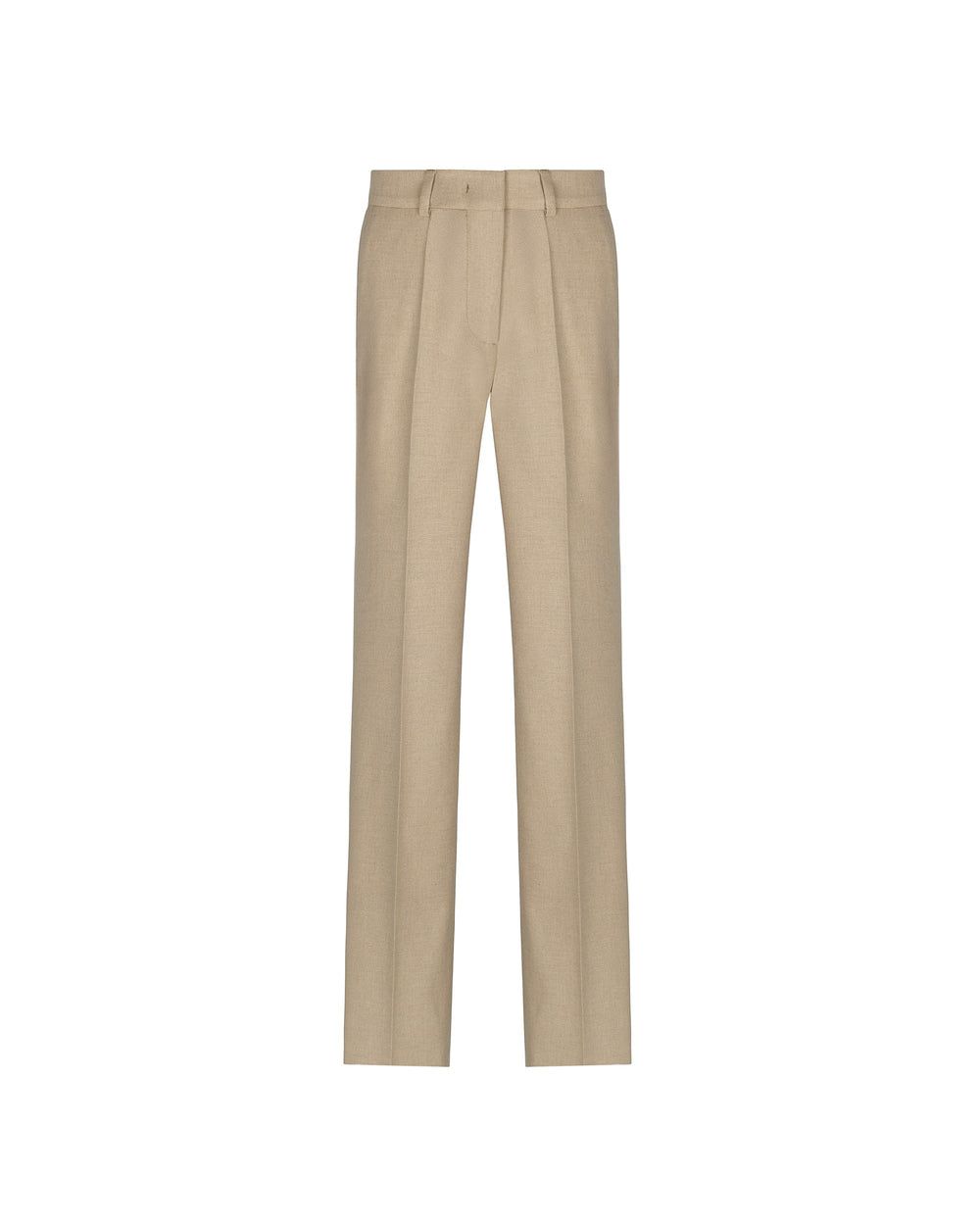 beige wool blend flannel trousers