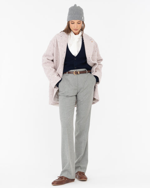 gray wool blend flannel trousers