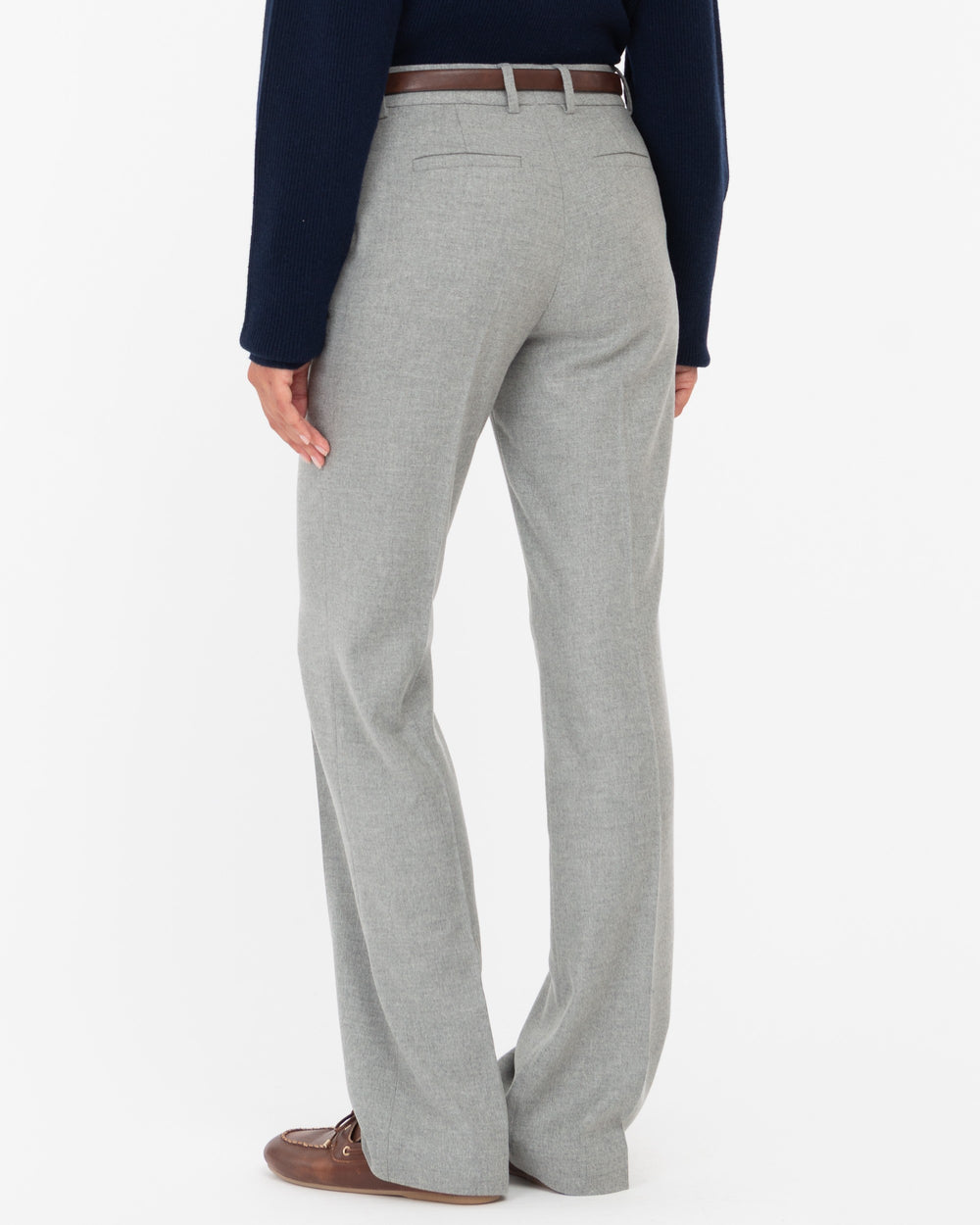 gray wool blend flannel trousers