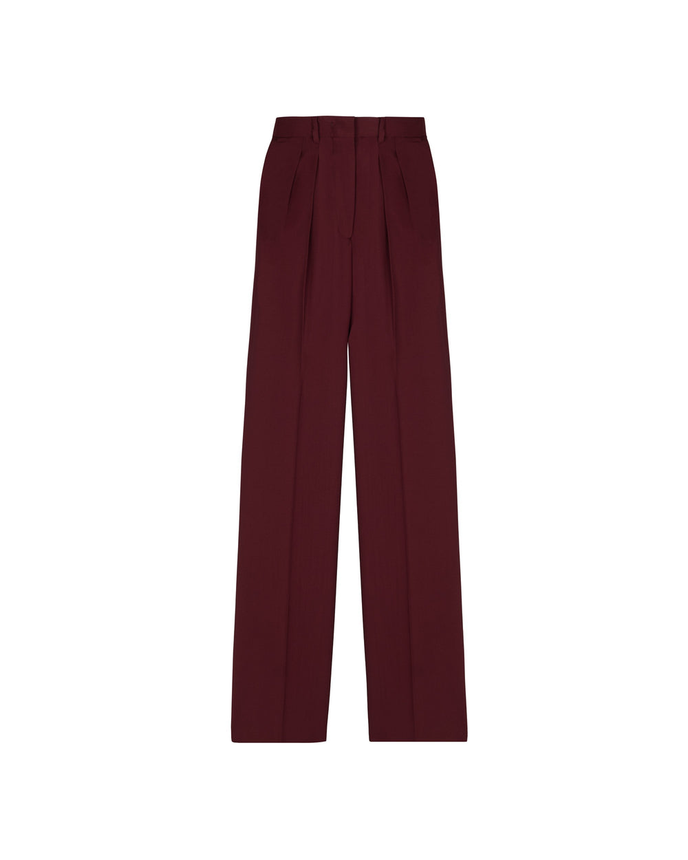 red wool double pleat trousers