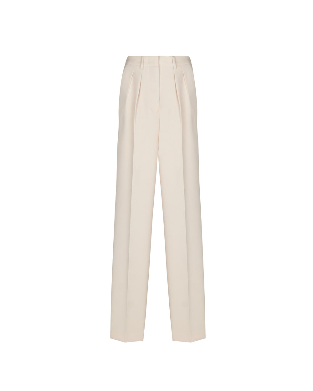 white double pleat poly viscose stretch trousers