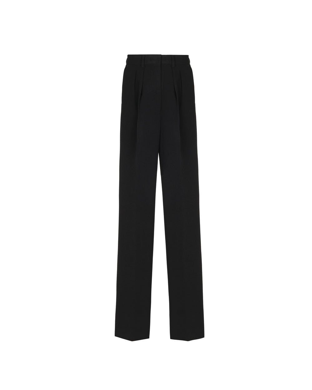 black double pleat poly viscose stretch trousers