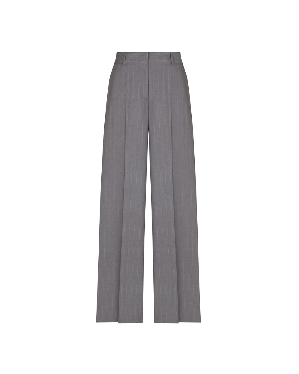 gray straight pinstriped poly viscose trousers