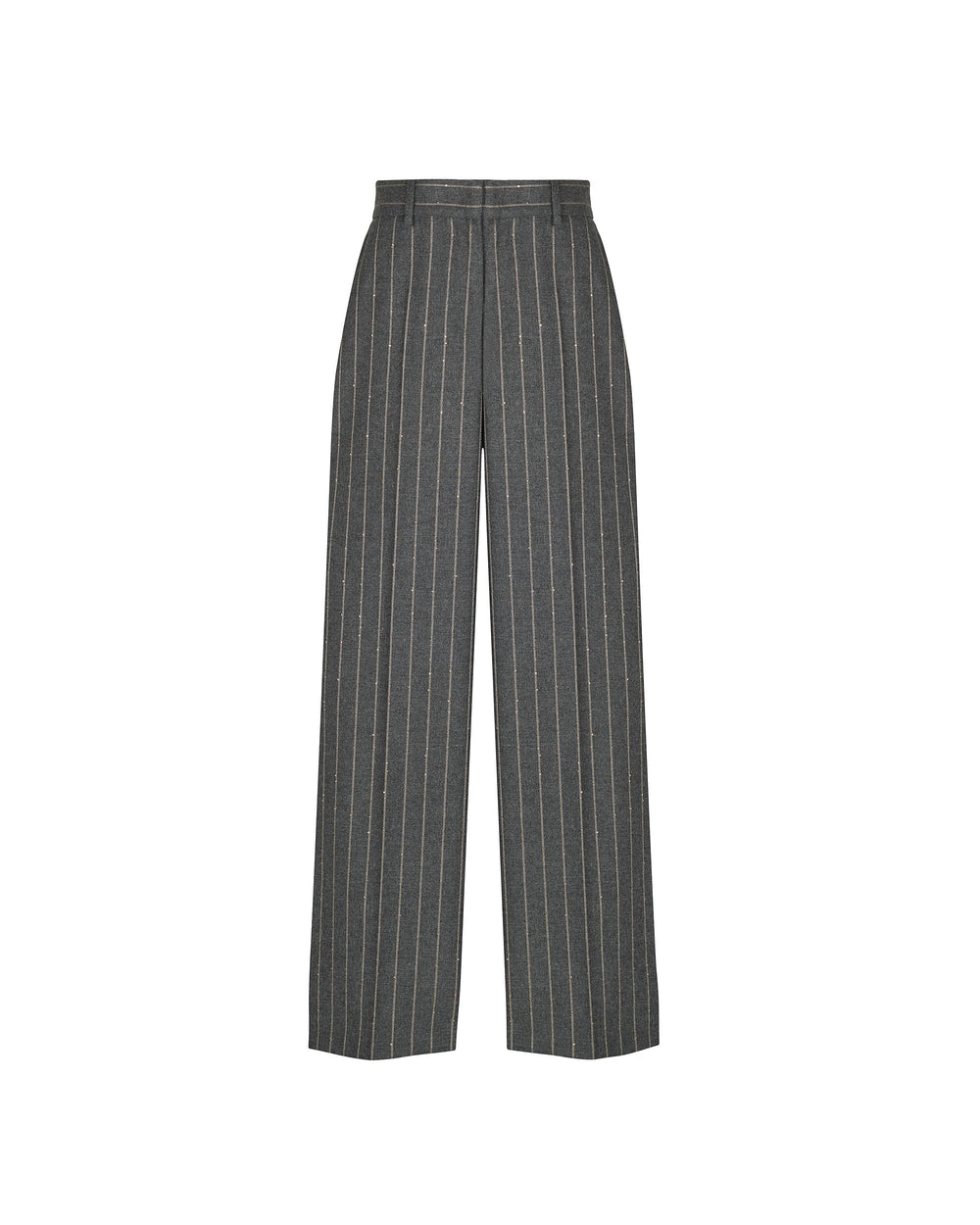 gray straight pinstripe micropaillettes trousers