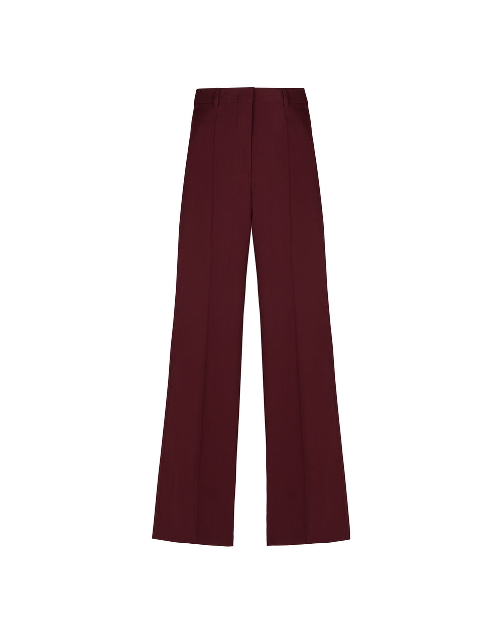 red wool flared trousers
