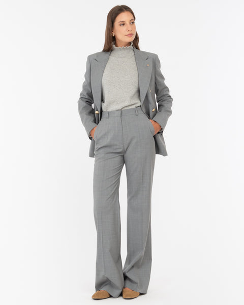 gray wool flared trousers