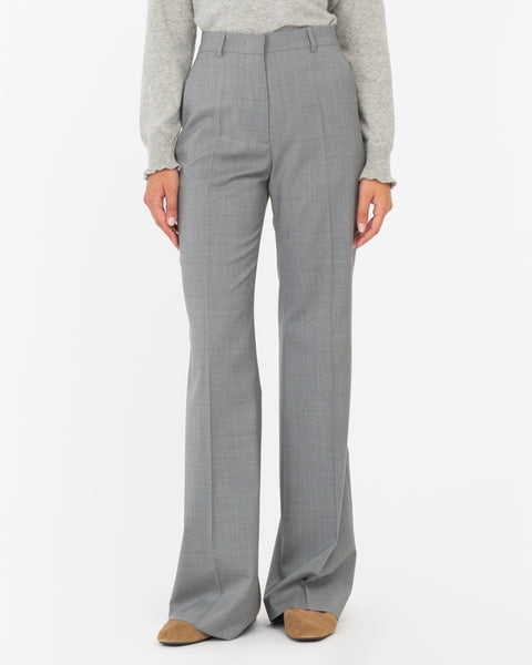 gray wool flared trousers