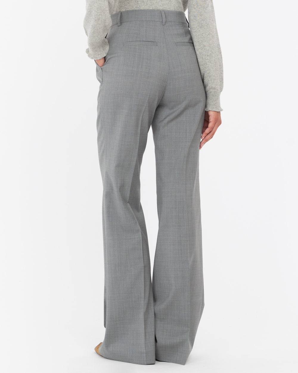 gray wool flared trousers