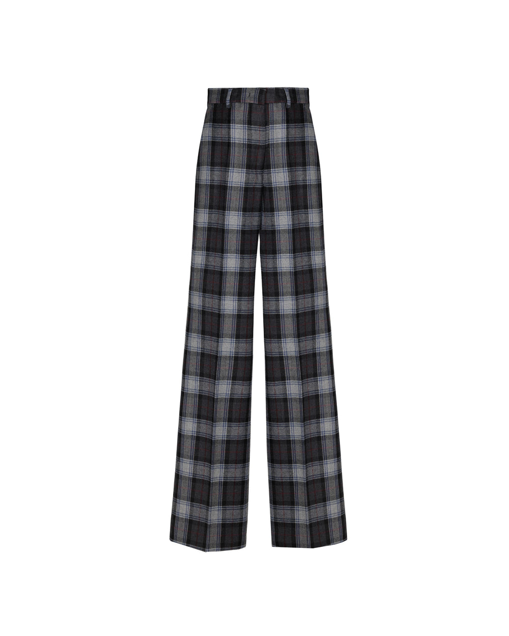 gray prince of wales wool blend trousers