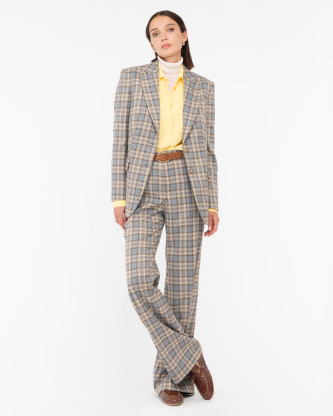 gray poly stretch macro square trousers