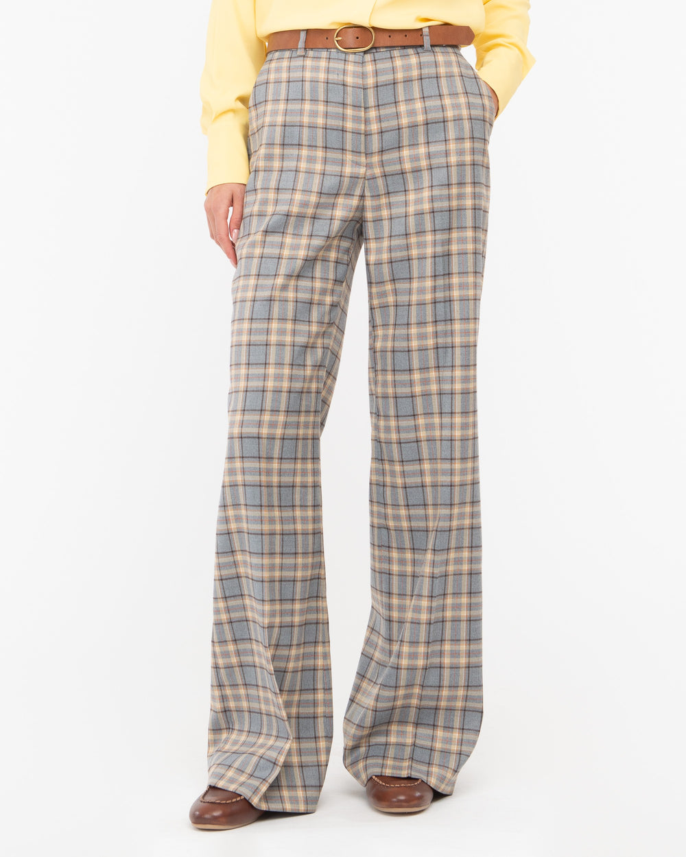 gray poly stretch macro square trousers