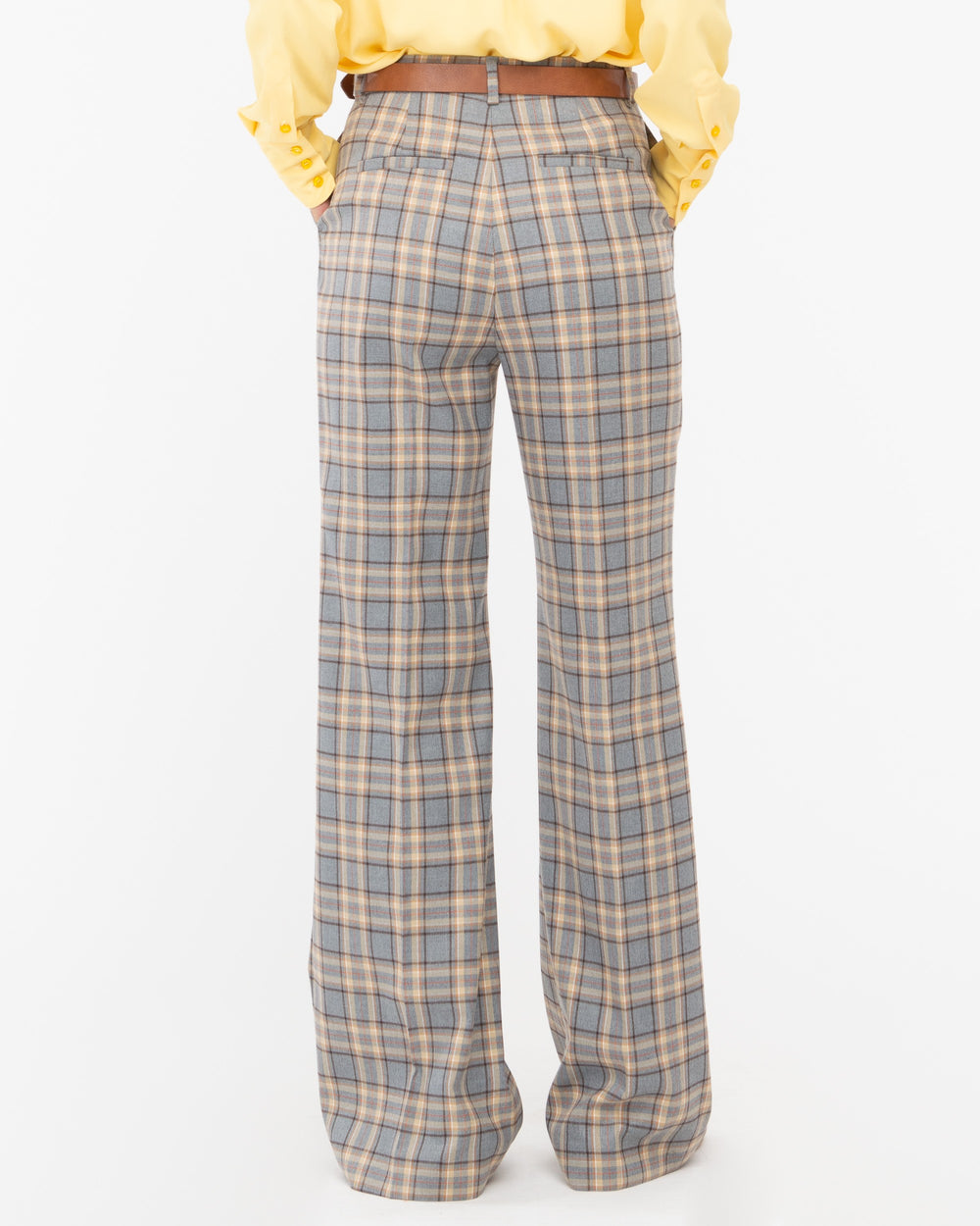 gray poly stretch macro square trousers