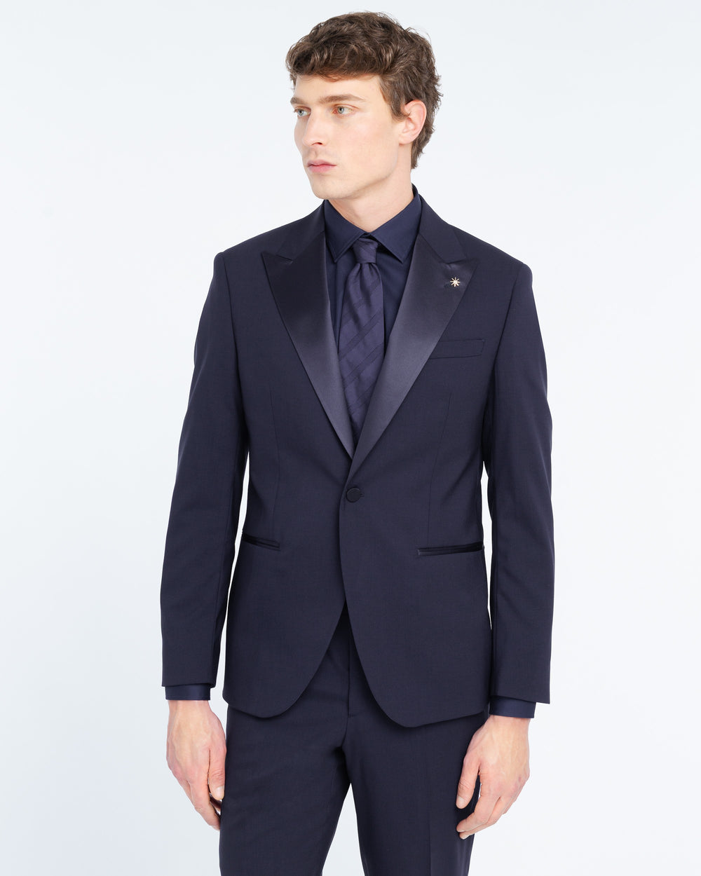 blue slim fit suit in cool stretch wool