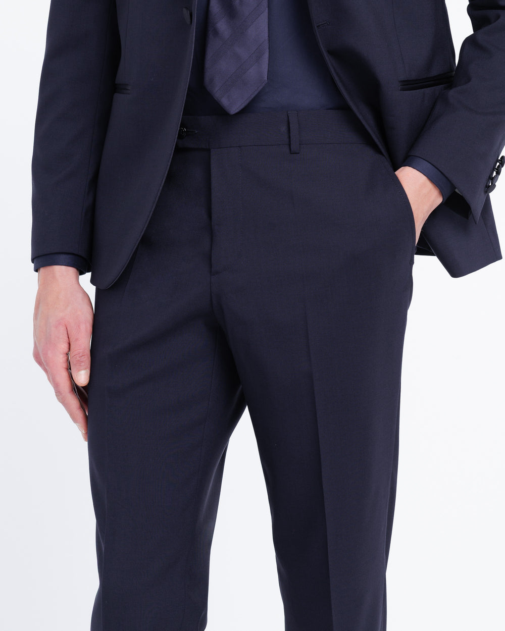 blue slim fit suit in cool stretch wool
