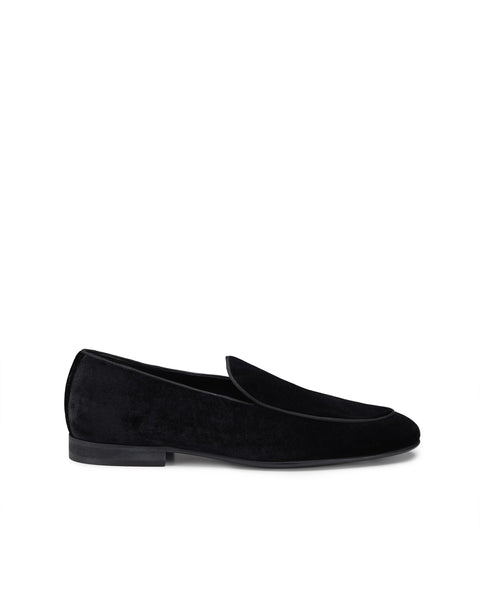 black smooth velvet loafers