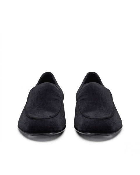 black smooth velvet loafers