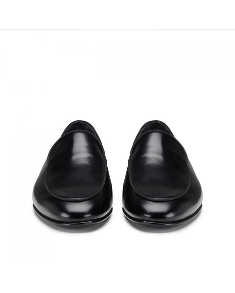 black leather loafer
