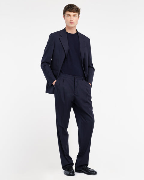 blue relaxed fit cool stretch wool suit
