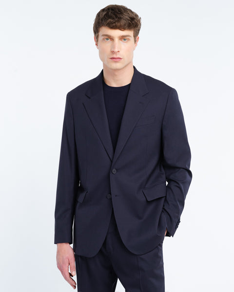 blue relaxed fit cool stretch wool suit
