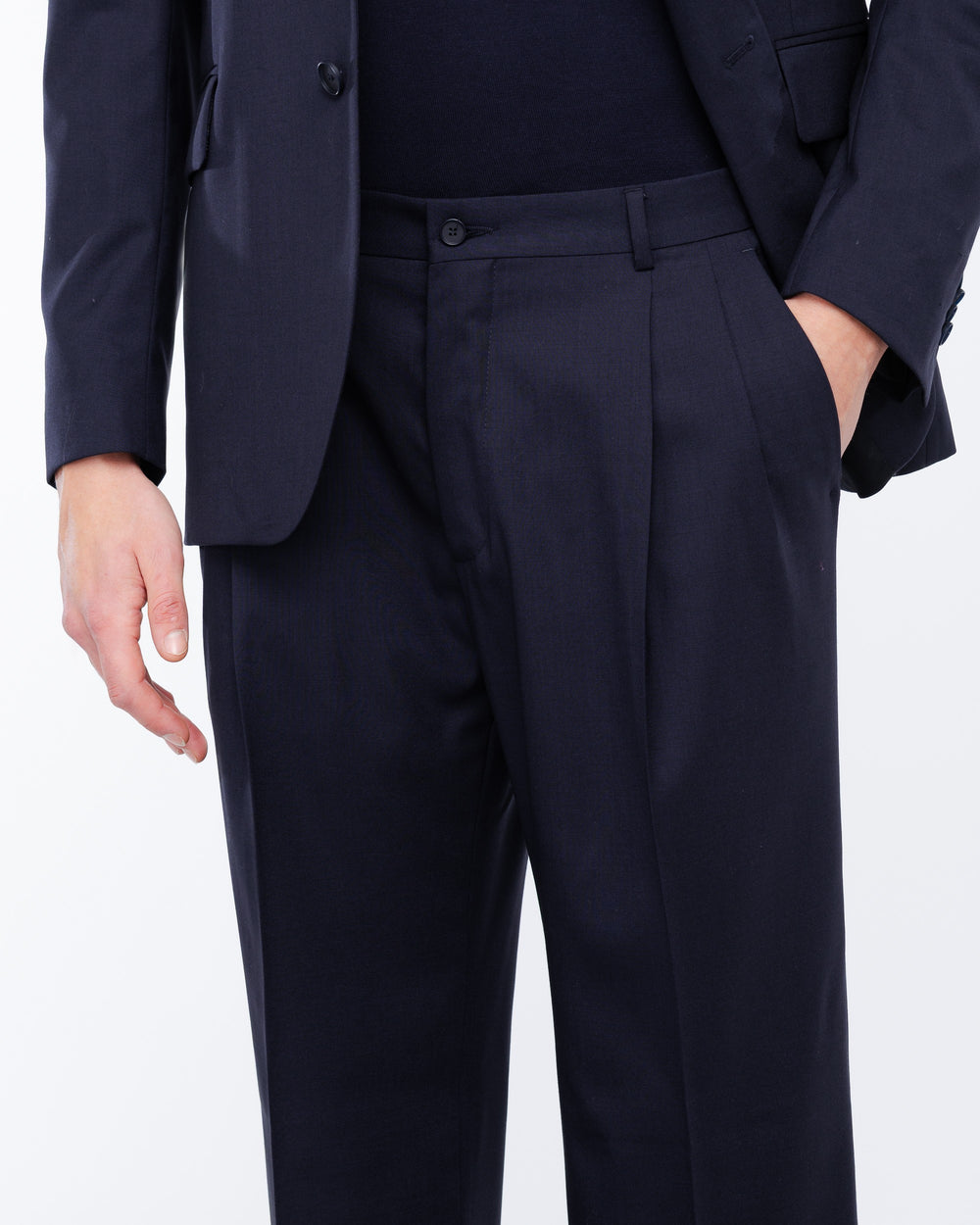 blue relaxed fit cool stretch wool suit
