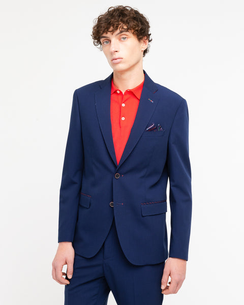 light blue slim fit stretch viscose blend suit