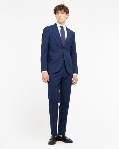 blue slim fit suit in cool stretch wool