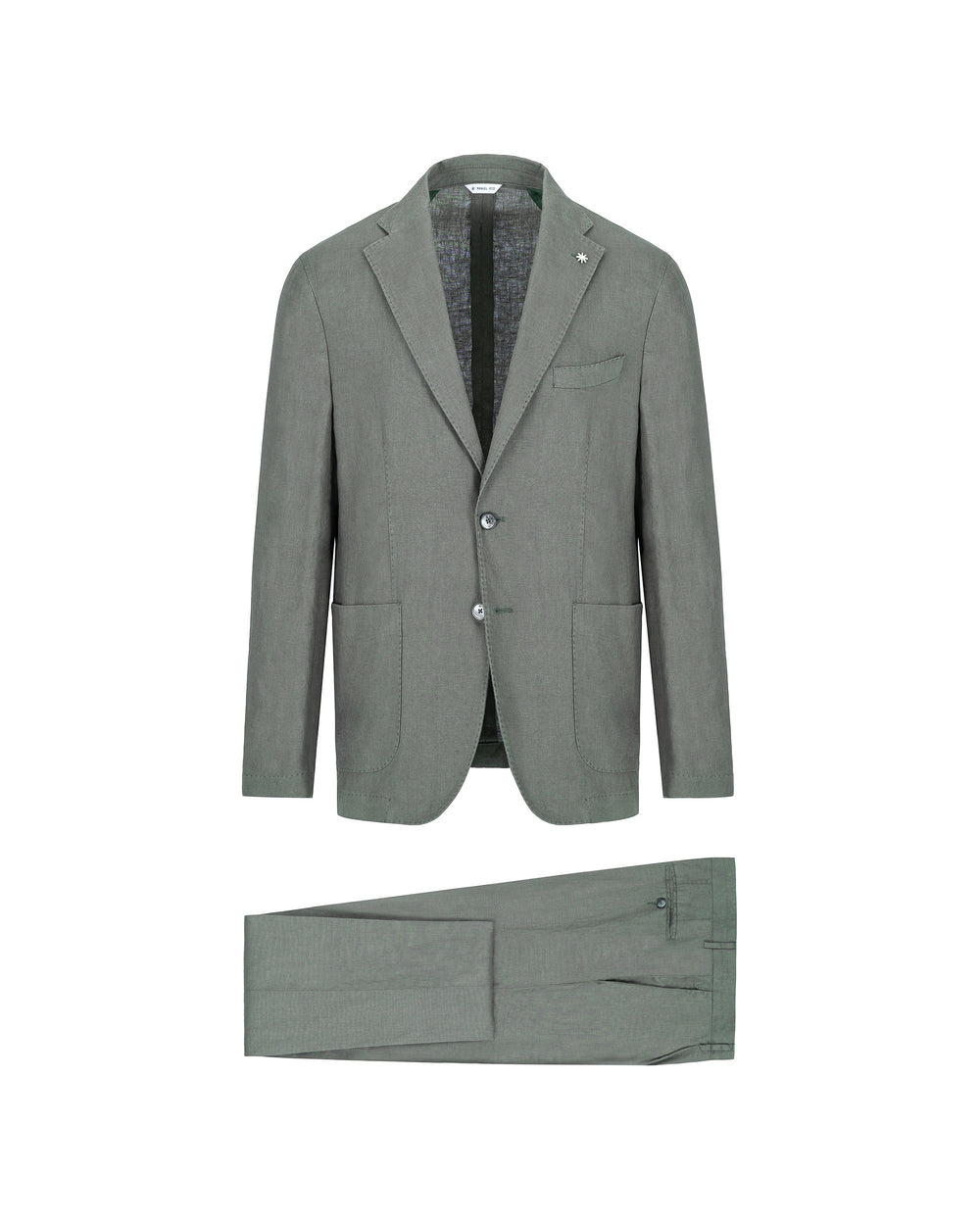 green washed linen suit