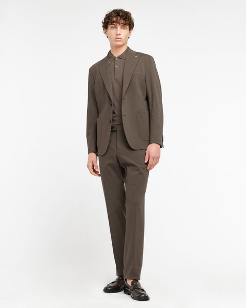 brown slim fit stretch milano stitch suit