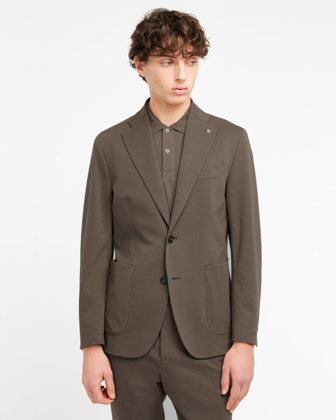 brown slim fit stretch milano stitch suit