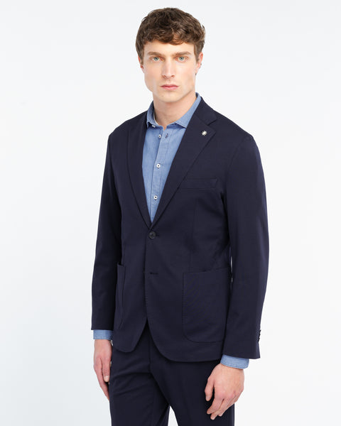 blue slim fit stretch milano stitch suit