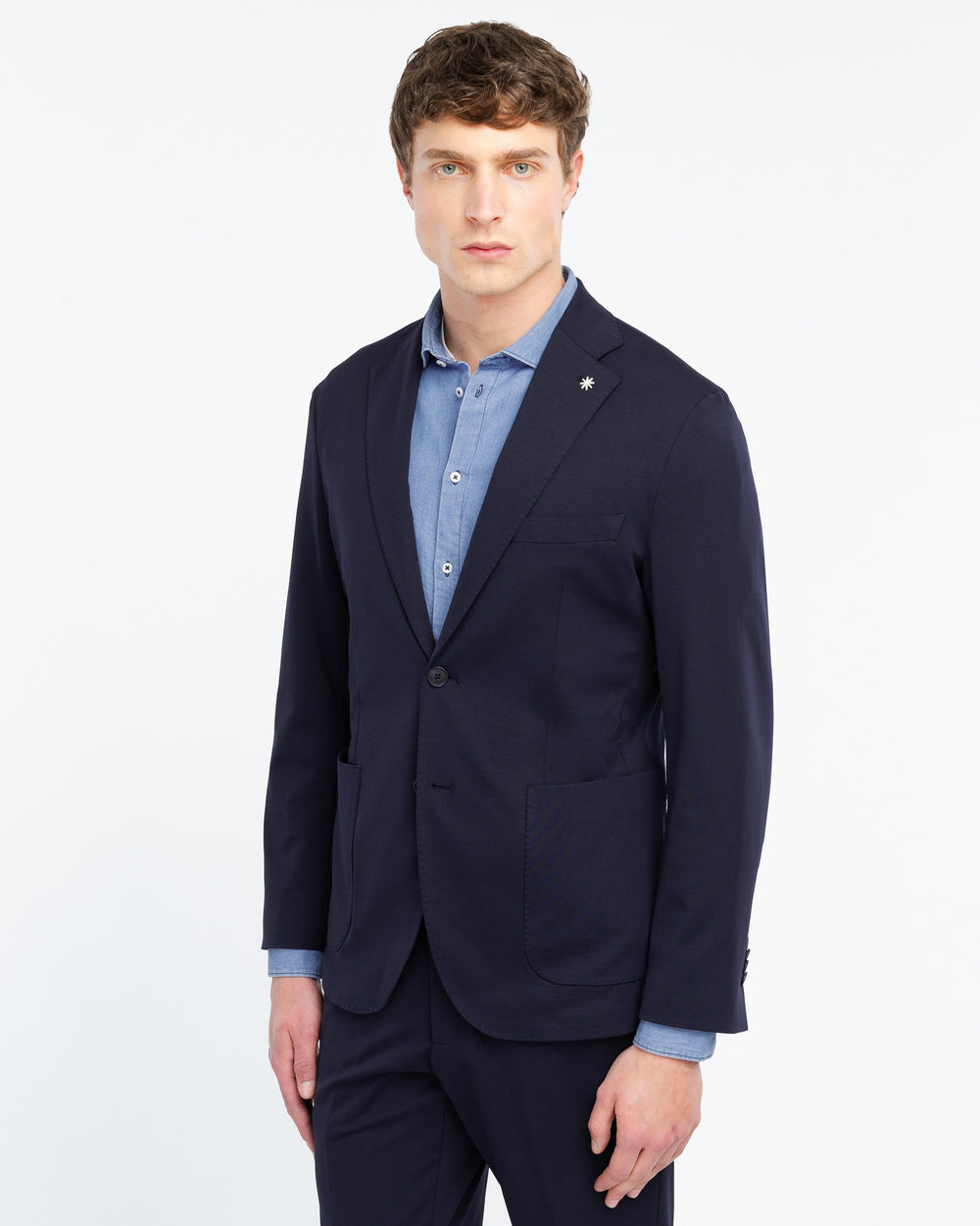 blue slim fit stretch milano stitch suit