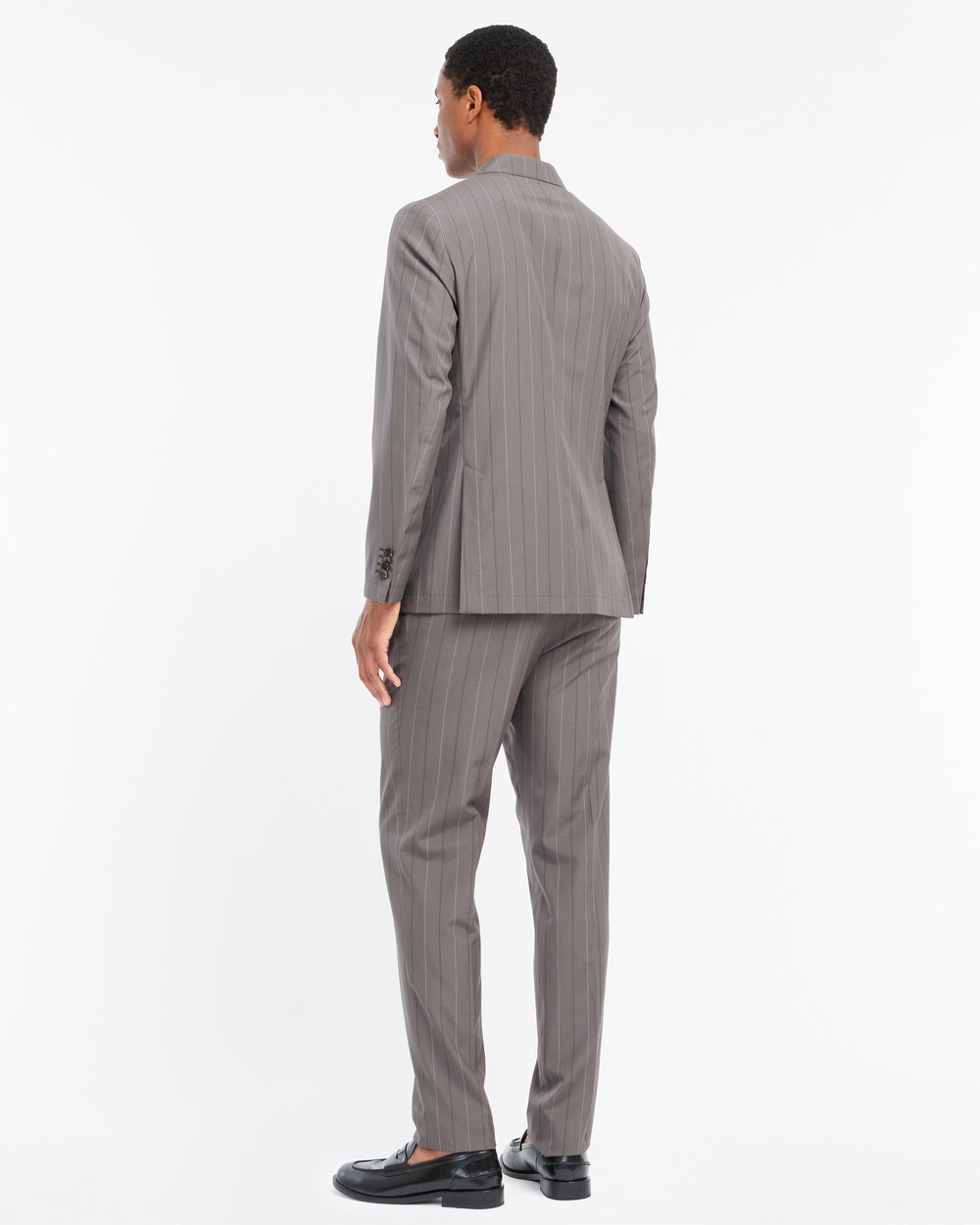 brown regimental wool cotton blend suit