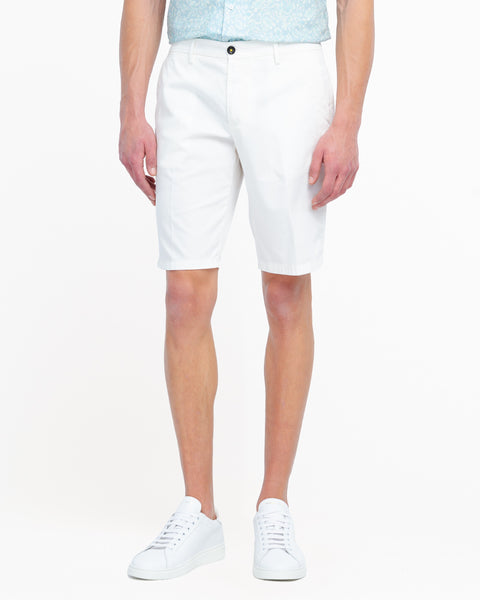white stretch cotton twill chino bermuda shorts