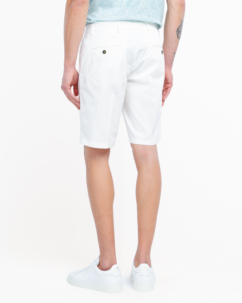 white stretch cotton twill chino bermuda shorts