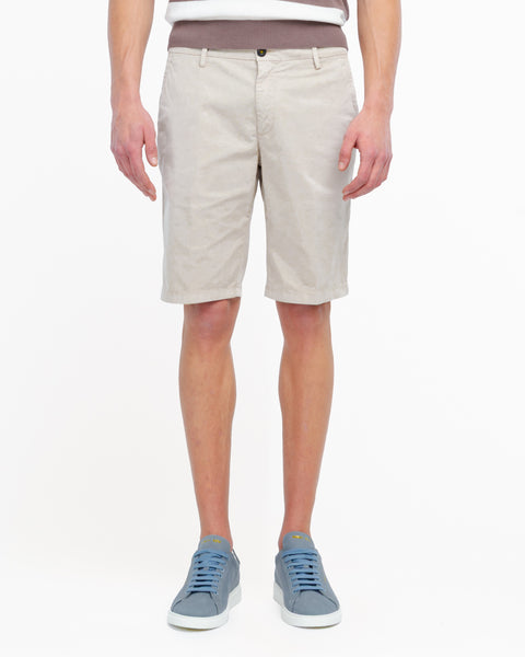 beige stretch cotton twill chino bermuda shorts