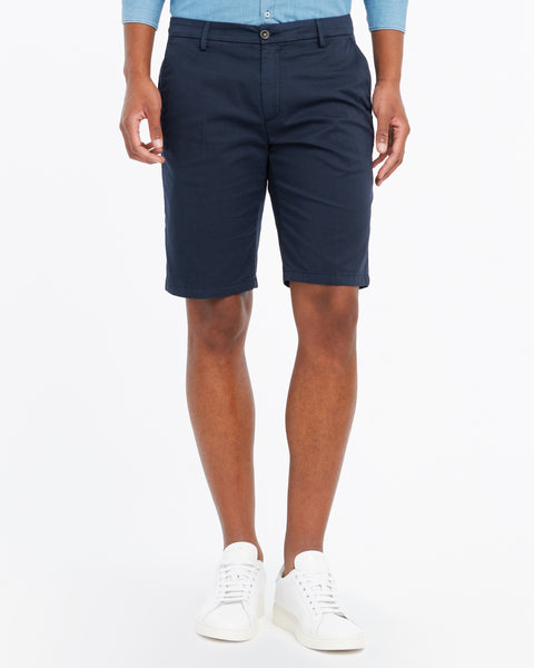 blue stretch cotton twill chino bermuda shorts