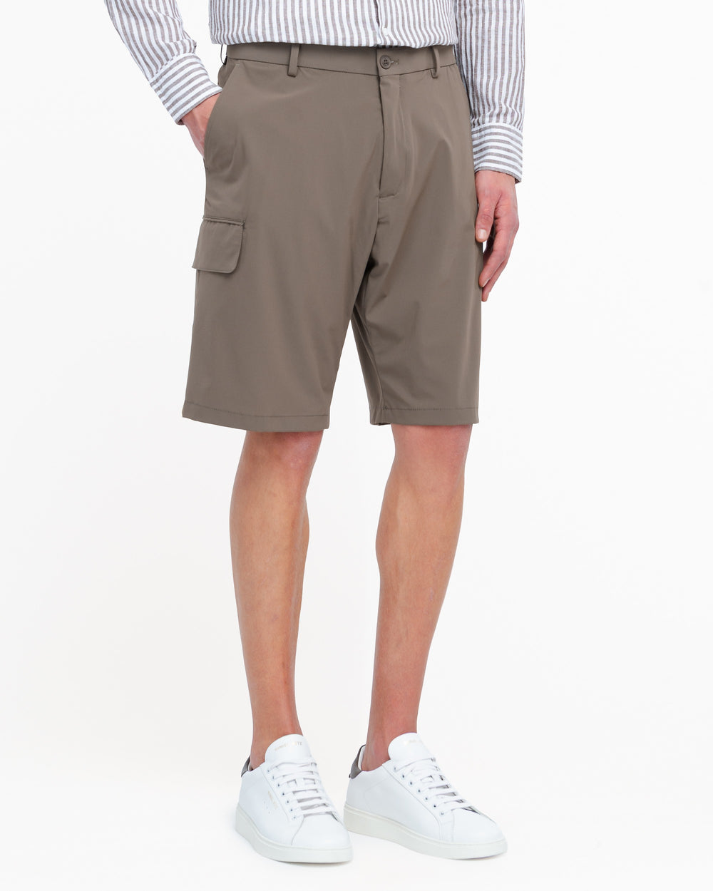 brown technical stretch cargo bermuda shorts